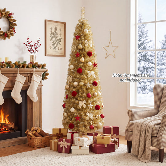 6 Feet Tinsel Tree Unlit Slim Pencil Christmas Tree