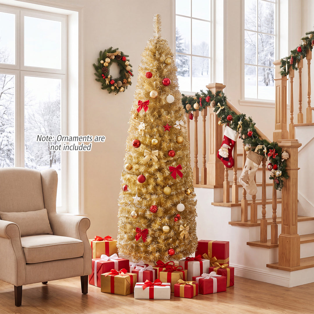 6 Feet Tinsel Tree Unlit Slim Pencil Christmas Tree