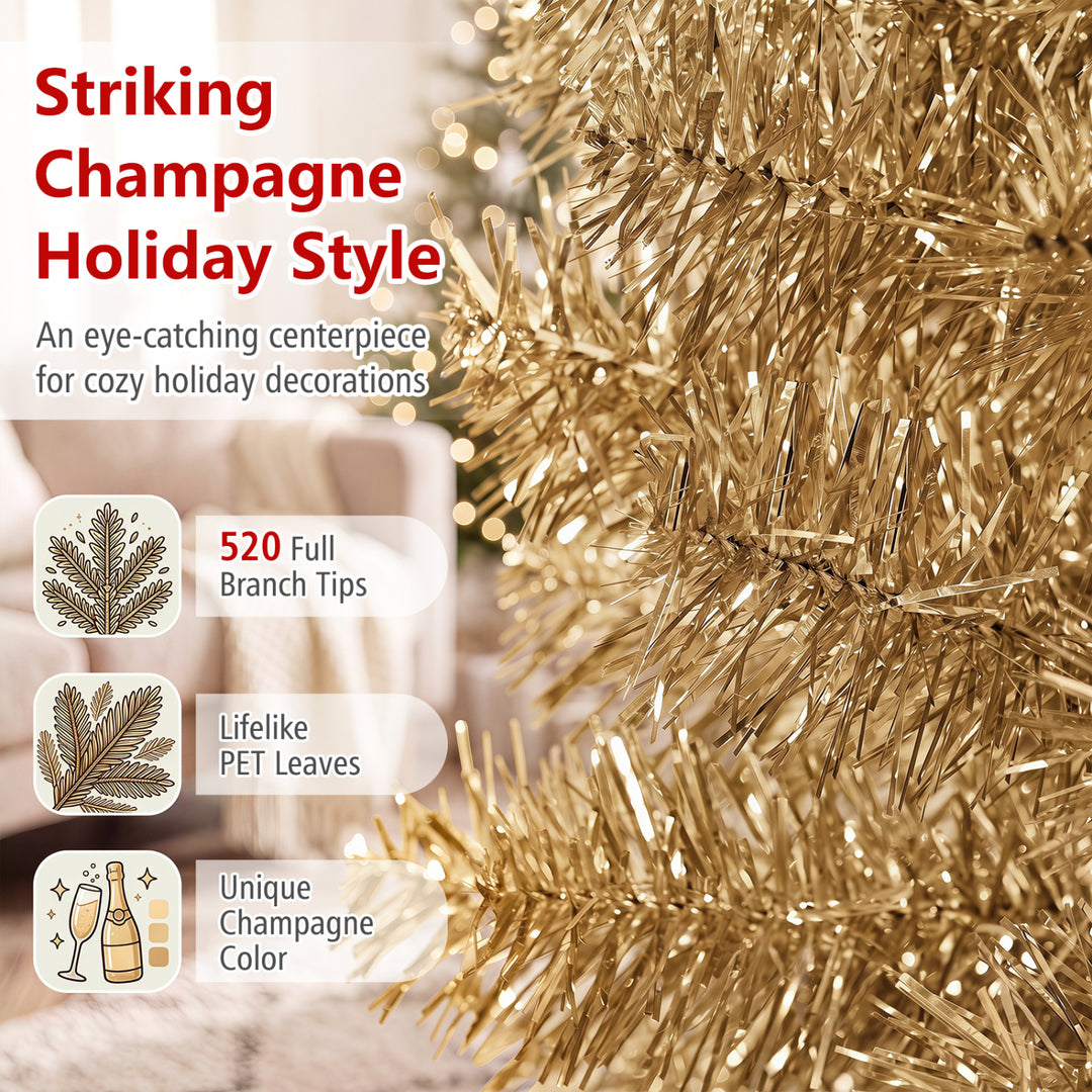 6 Feet Tinsel Tree Unlit Slim Pencil Christmas Tree
