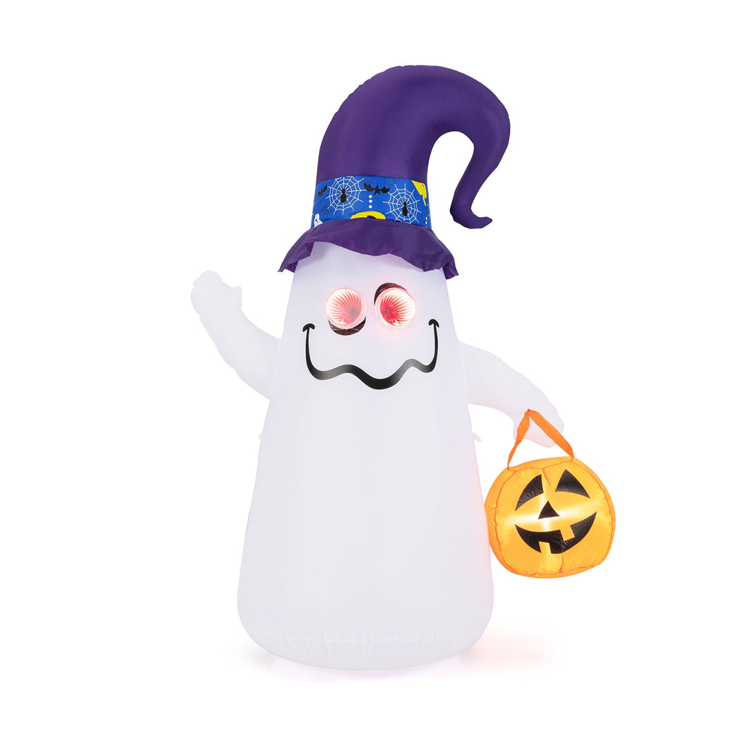 6 Ft Halloween Inflatables Cute Ghost with Dimming Infinity Mirror Light