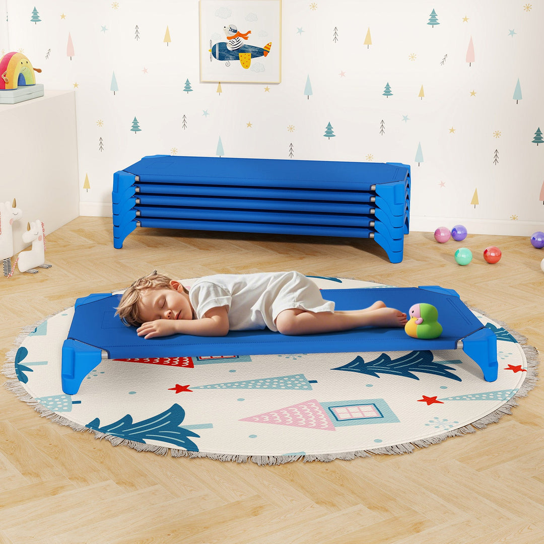 Portable 6 Pack Stackable Daycare Cots Sleeping Bed for Kids 52 Inch