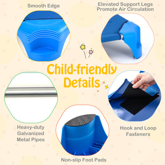 Portable 6 Pack Stackable Daycare Cots Sleeping Bed for Kids 52 Inch-Blue