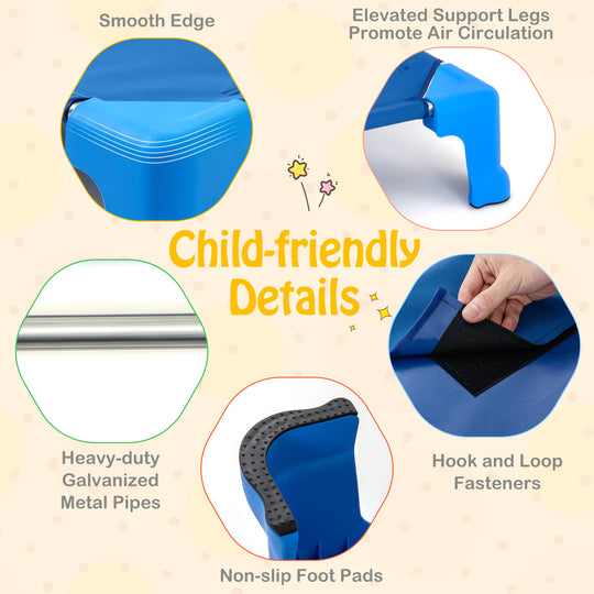 Portable 6 Pack Stackable Daycare Cots Sleeping Bed for Kids 53 Inch-Blue