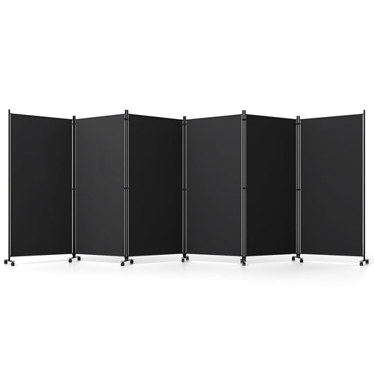 6-Panel Folding Room Divider with Wheels