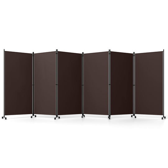 6-Panel Folding Room Divider with Wheels