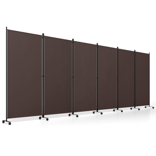 6-Panel Folding Room Divider with Wheels