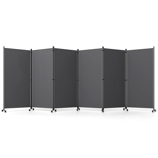 6-Panel Folding Room Divider with Wheels