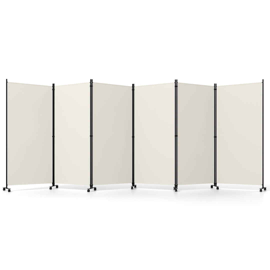 6-Panel Folding Room Divider with Wheels