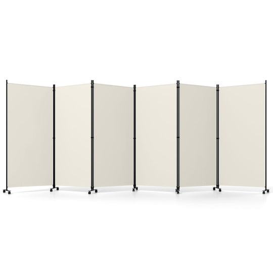 6-Panel Folding Room Divider with Wheels