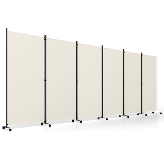 6-Panel Folding Room Divider with Wheels