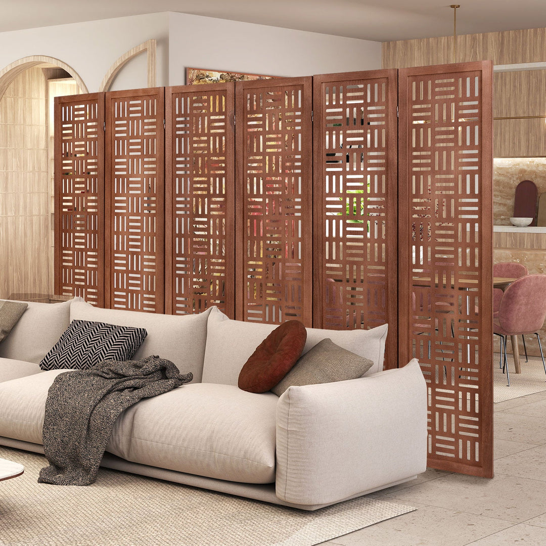4-Panel Solid Wood Room Divider Folding Partition Stand