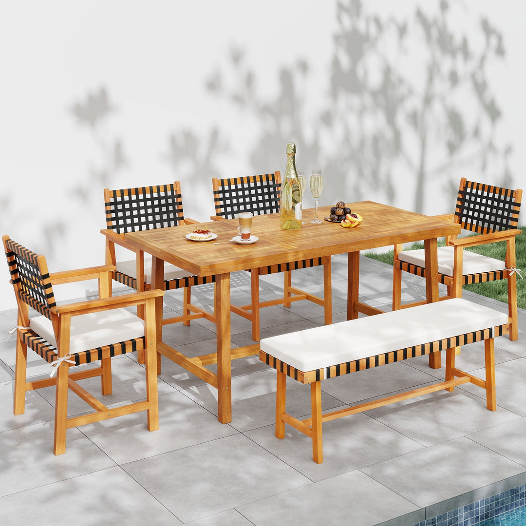 6-Piece Patio Dining Set for 5-6 People Farmhouse Furniture