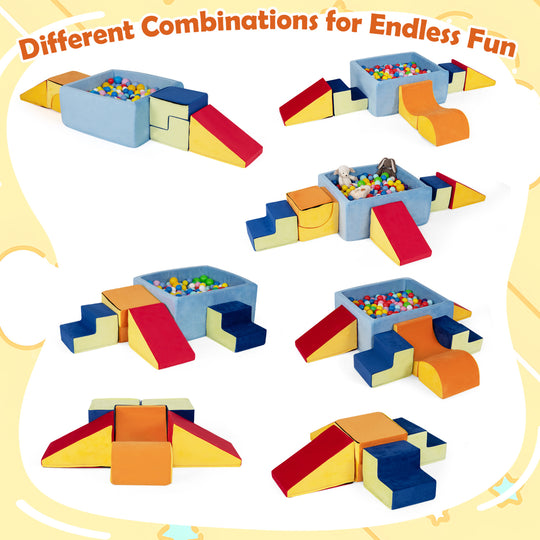 6-Piece Toddler Climbing Toys with Ball Pit for 1-3 Years Old (No Balls)-Red