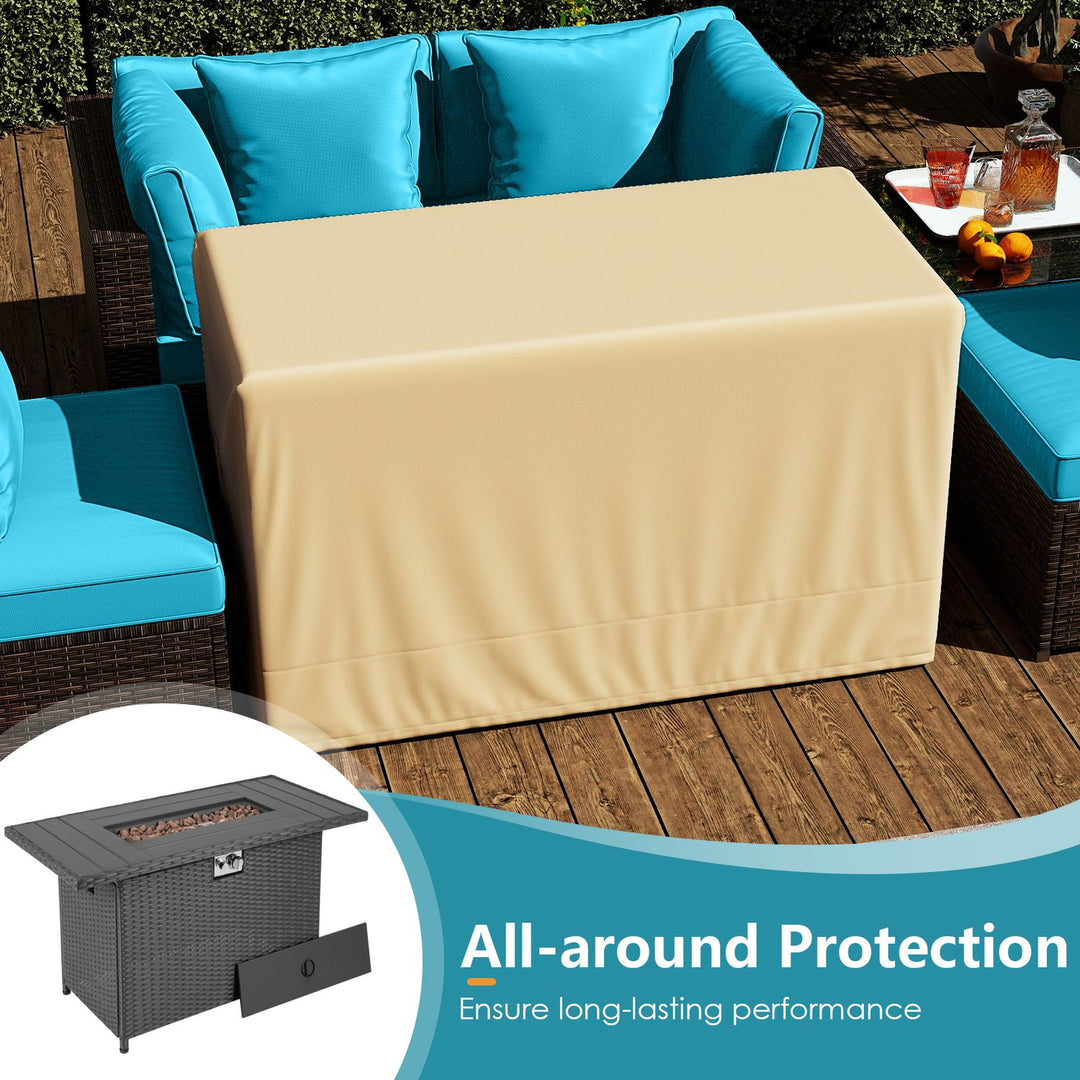 6 Pieces Patio Furniture Set with 50 000 BTU Gas Fire Pit Coffee Table and Cushions for Garden