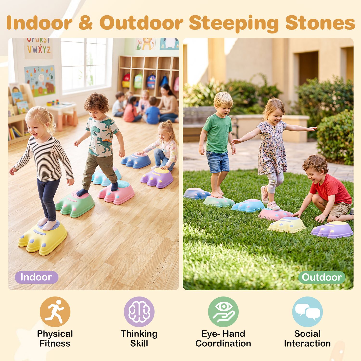 Inflatable Tpe 6 Pieces Stepping Stones for Kids with Cute Monster Theme – GBruno Store