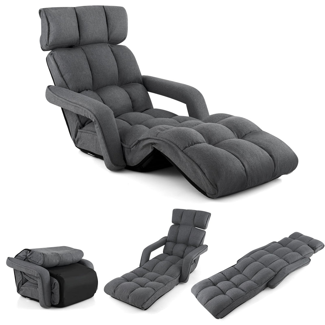 6-Position Adjustable Floor Chair with Adjustable Armrests and Footrest