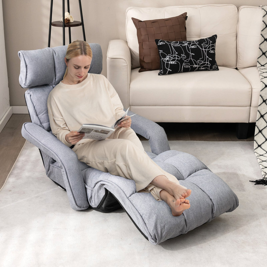6-Position Adjustable Floor Chair with Adjustable Armrests and Footrest