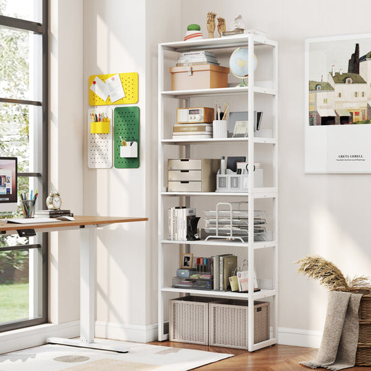 6-Tier Bookshelf with Metal Frame and Anti-Tipping Kits
