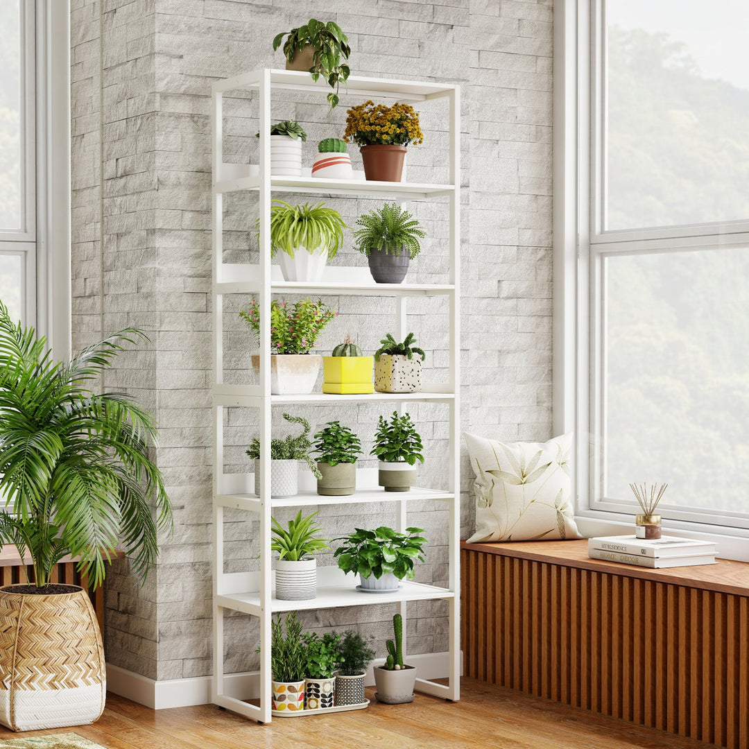 6-Tier Bookshelf with Metal Frame and Anti-Tipping Kits