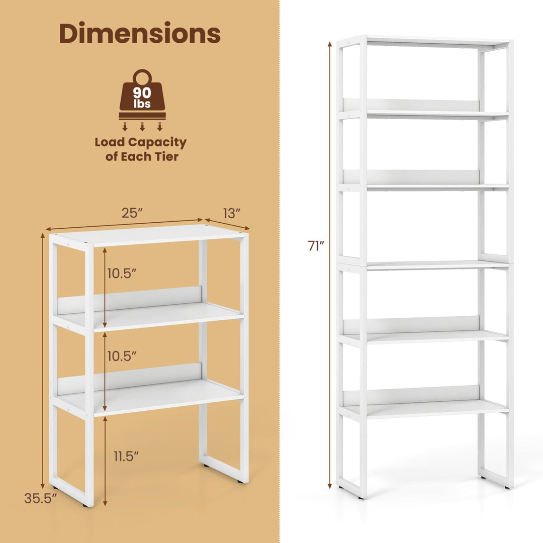 6-Tier Bookshelf with Metal Frame and Anti-Tipping Kits