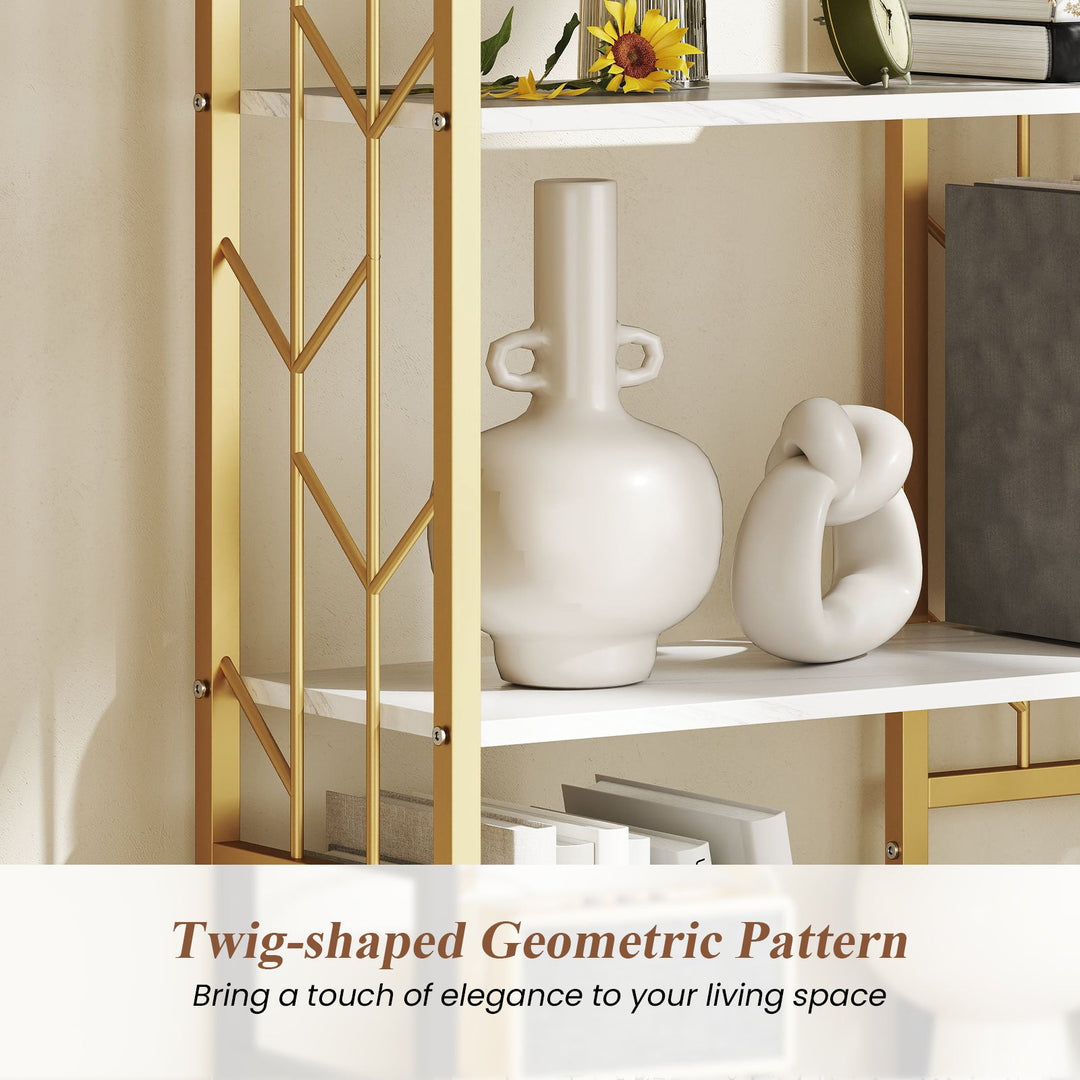 6-Tier Bookshelf Modern Geometric Bookcase with Heavy-duty Metal Frame and Anti-tipping Kits