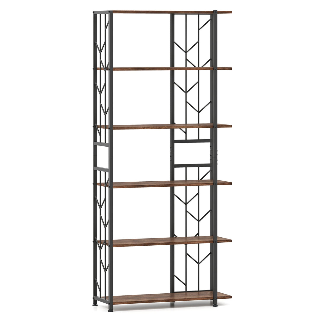 6-Tier Bookshelf Modern Geometric Bookcase with Heavy-duty Metal Frame and Anti-tipping Kits