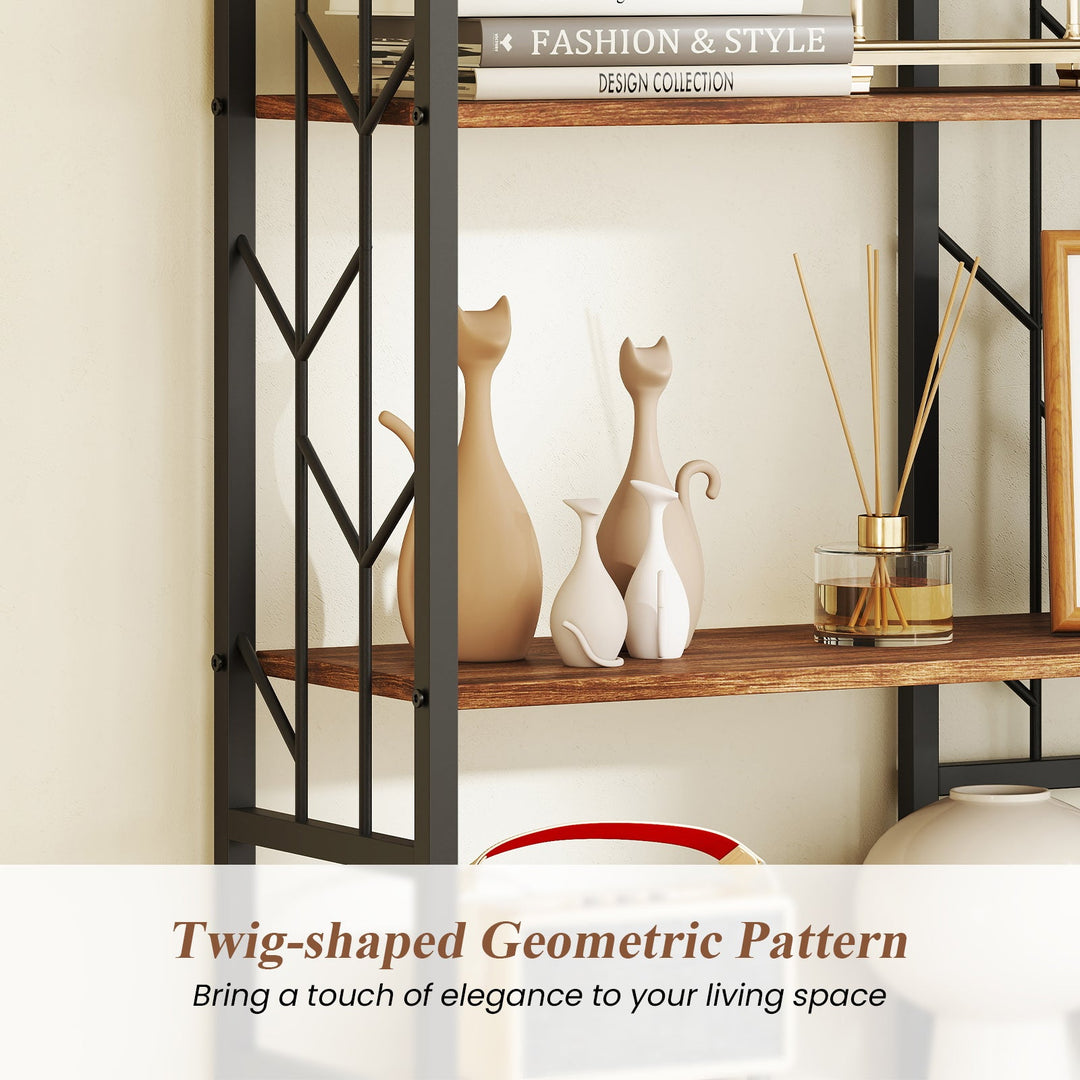 6-Tier Bookshelf Modern Geometric Bookcase with Heavy-duty Metal Frame and Anti-tipping Kits