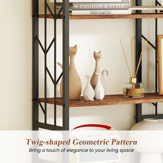 6-Tier Bookshelf Modern Geometric Bookcase with Heavy-duty Metal Frame and Anti-tipping Kits