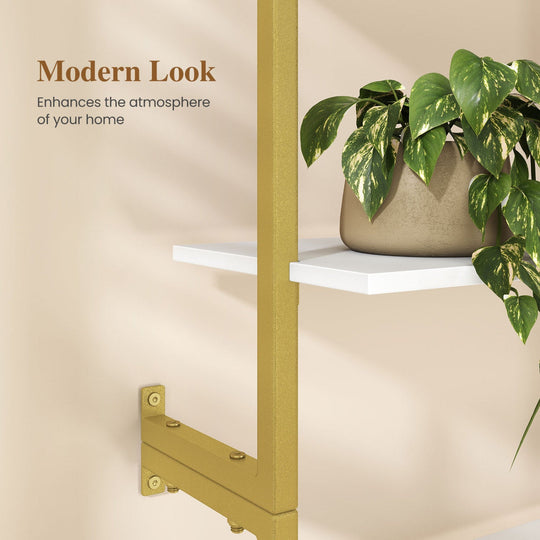 6-Tier Ladder Bookshelf with Metal Frame