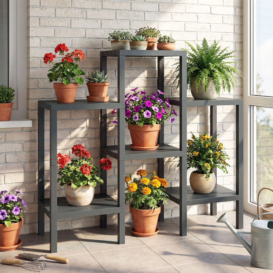 6-Tier Plastic Modular Storage Shelves for Living Room and Kitchen
