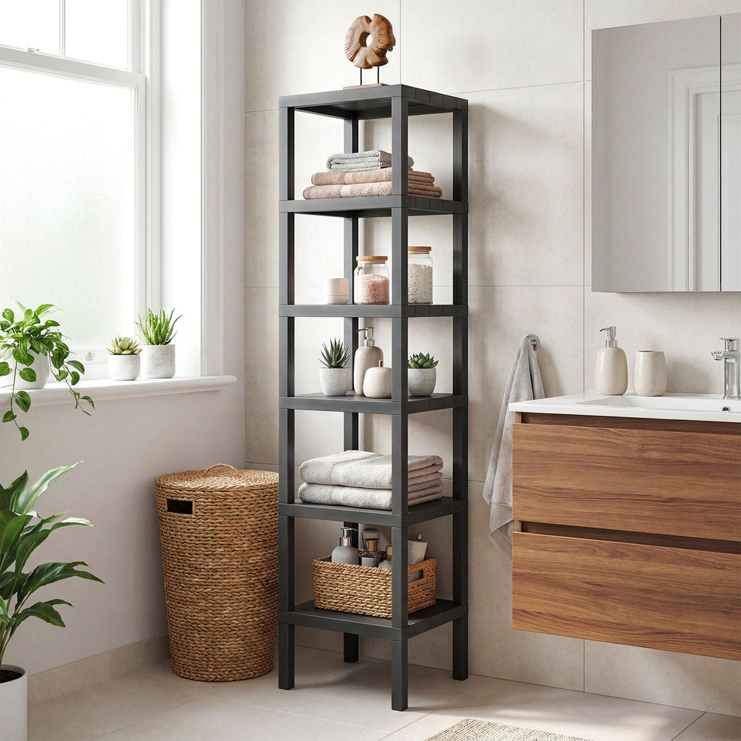 6-Tier Plastic Modular Storage Shelves for Living Room and Kitchen