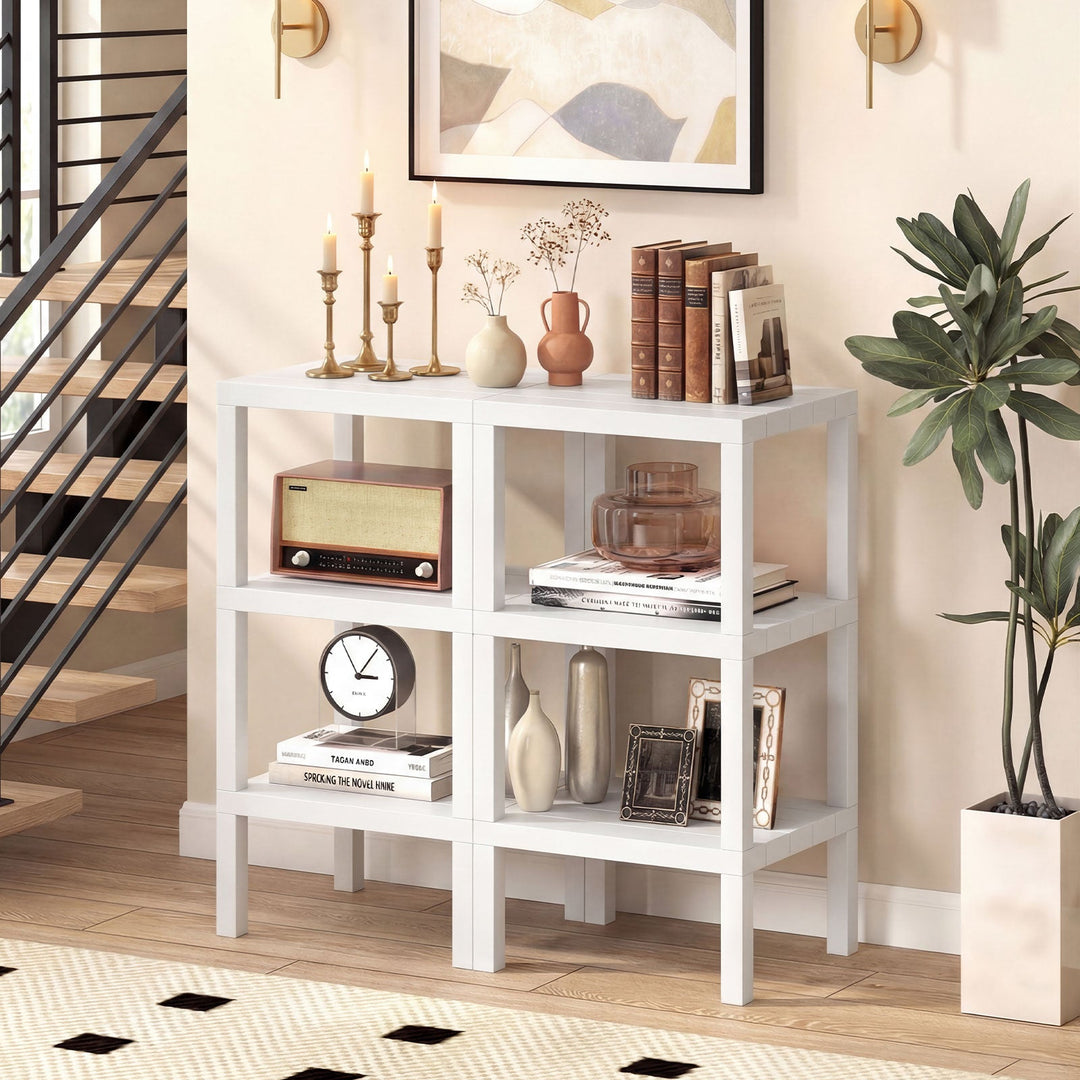 6-Tier Plastic Modular Storage Shelves for Living Room and Kitchen