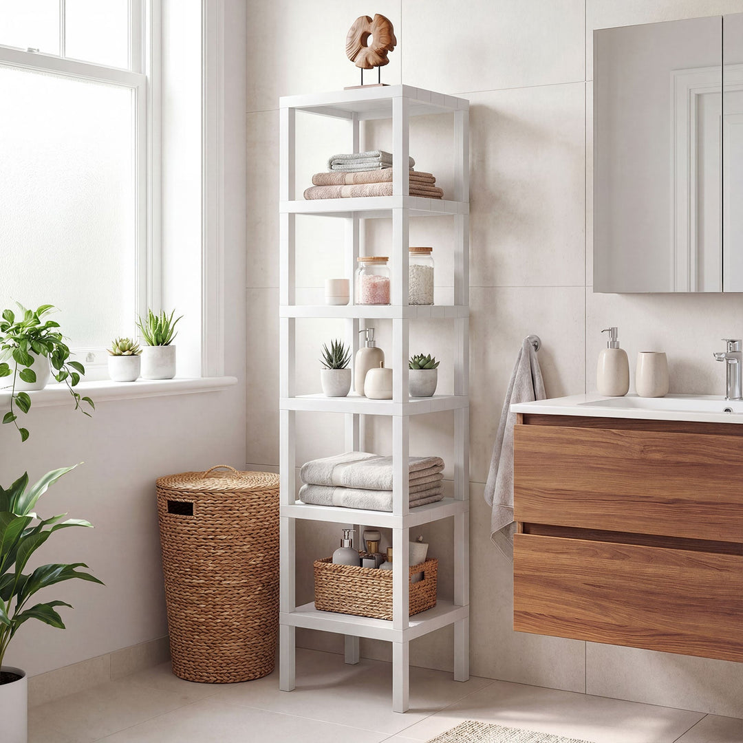 6-Tier Plastic Modular Storage Shelves for Living Room and Kitchen