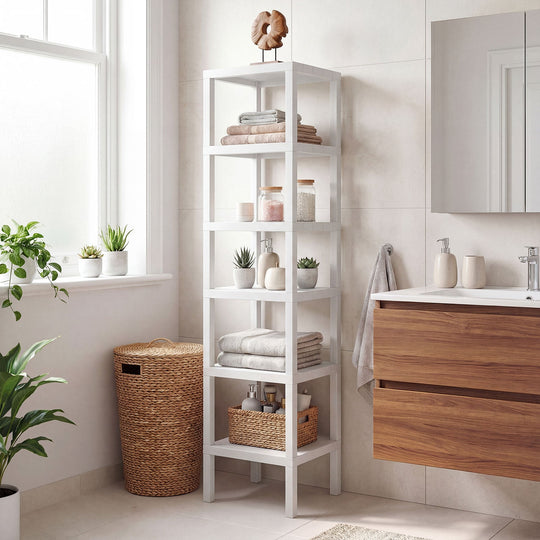 6-Tier Plastic Modular Storage Shelves for Living Room and Kitchen