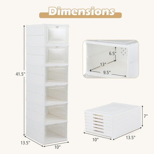 6-Tier Shoe Organizer with Clear Doors - Set of 2