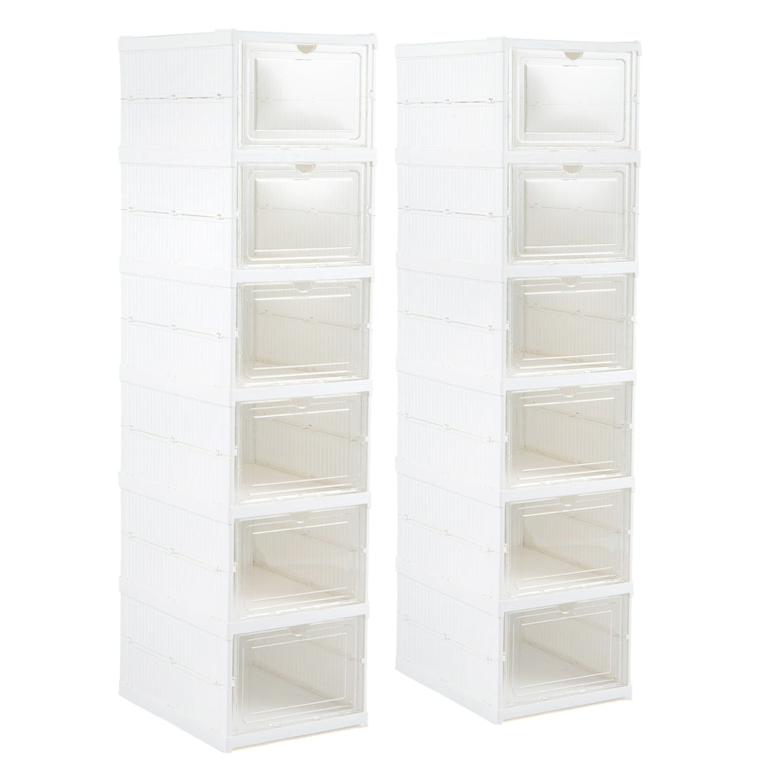 6-Tier Shoe Organizer with Clear Doors - Set of 2