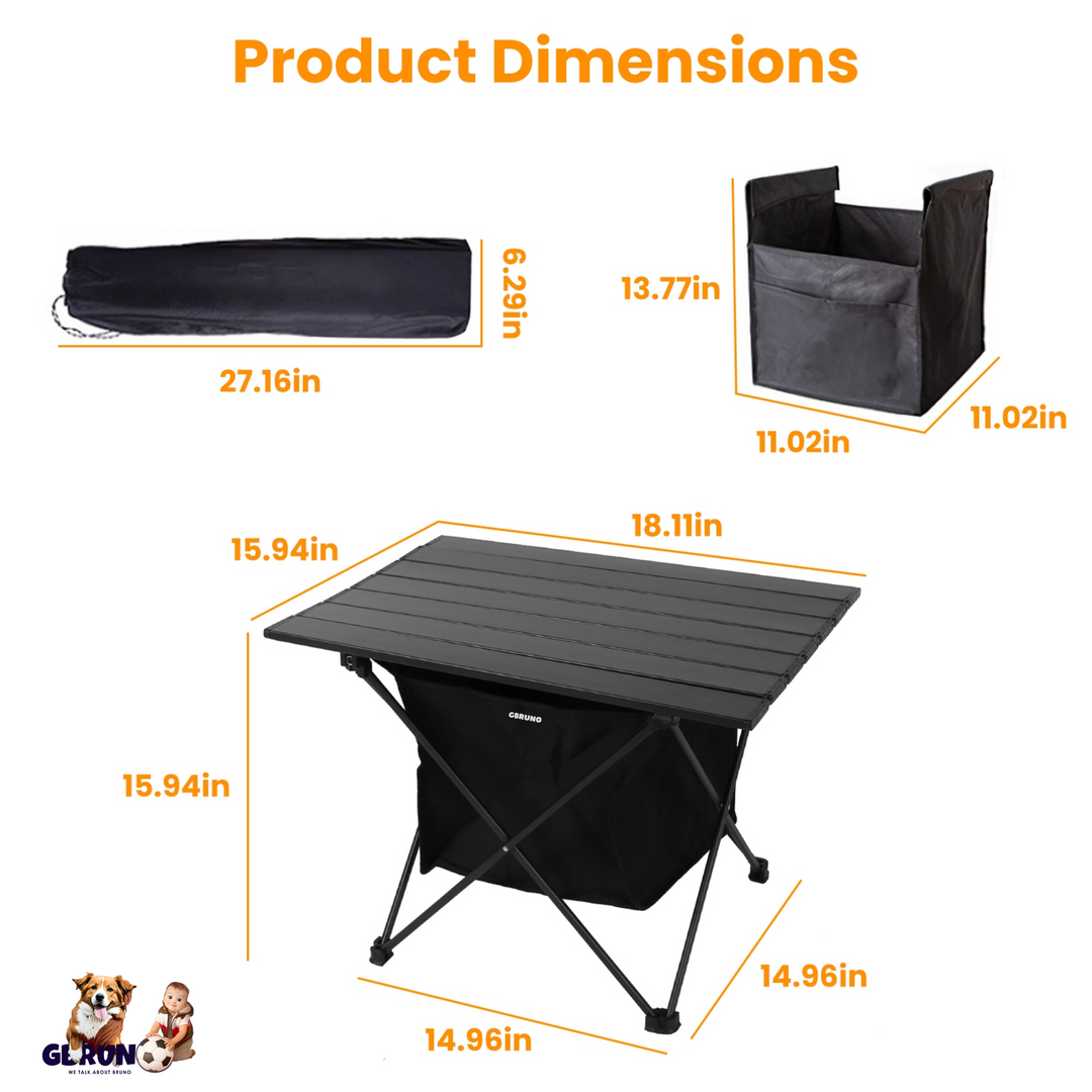 GBruno Foldable Camping Table With Storage Basket