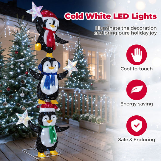 6 ft Pre-lit Penguin Christmas Yard Decoration for Holiday Decor