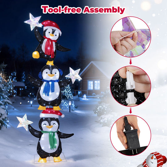 6 ft Pre-lit Penguin Christmas Yard Decoration for Holiday Decor
