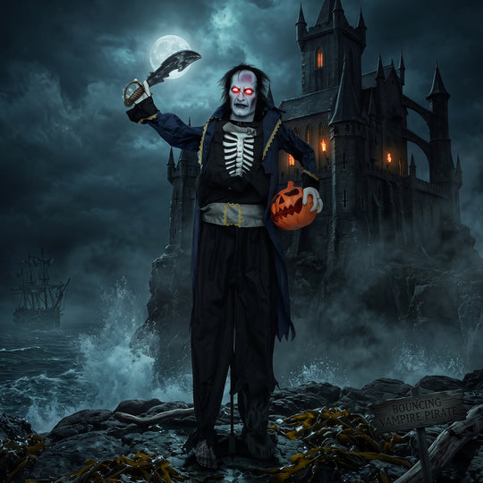 Animated Halloween Vampire Pirate Decoration 6 ft Pop-Up Head