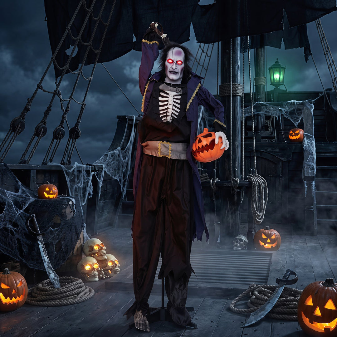 Animated Halloween Vampire Pirate Decoration 6 ft Pop-Up Head