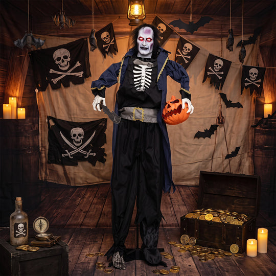 Animated Halloween Vampire Pirate Decoration 6 ft Pop-Up Head