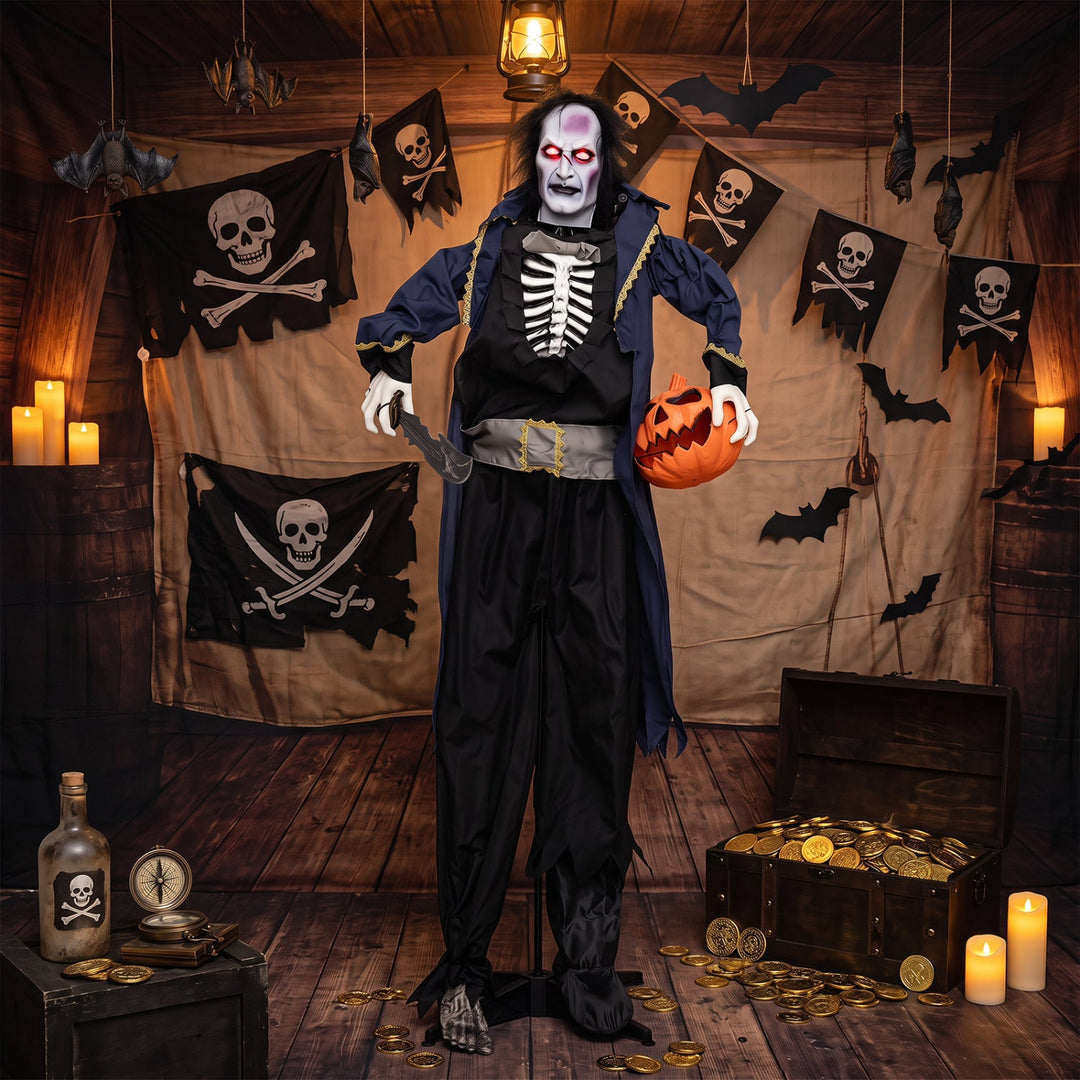 Animated Halloween Vampire Pirate Decoration 6 ft Pop-Up Head