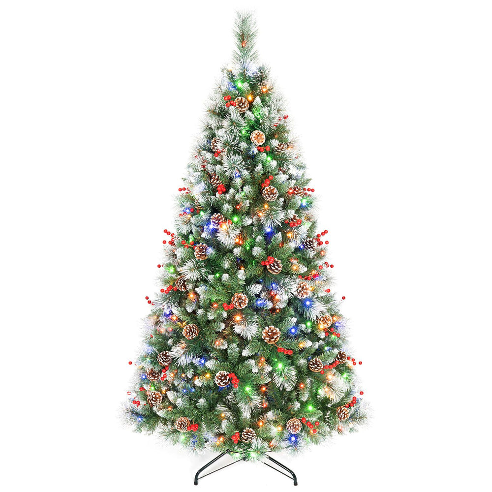 6 ft Artificial Frosted Christmas Tree with 747 Branch Tips and 55 Pine Cones