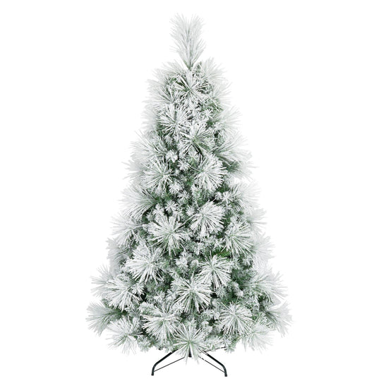 7.5 ft Flocked Pine Christmas Tree with Folding Metal Stand