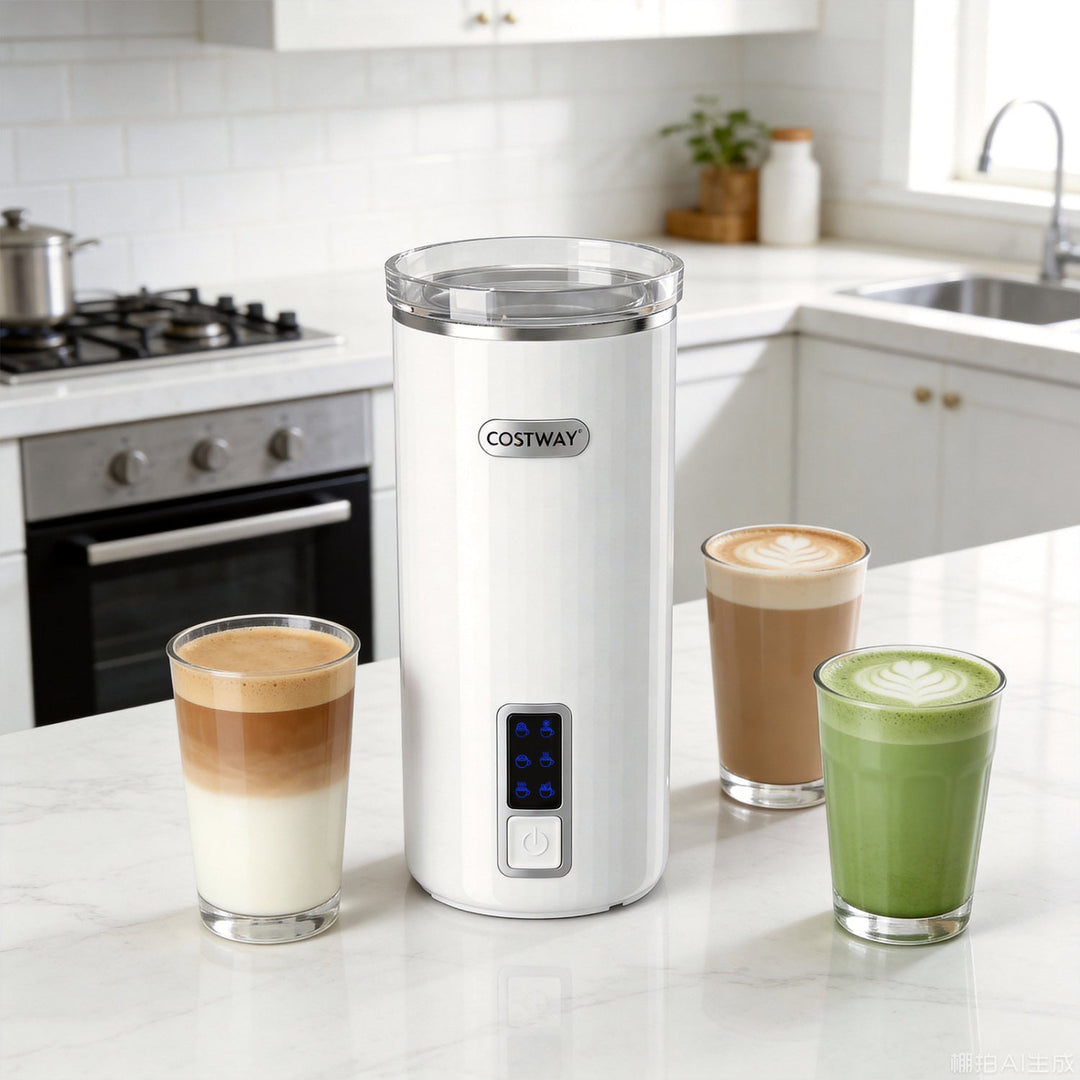 Electric Milk Frother and Steamer 6-in-1 Stainless Steel
