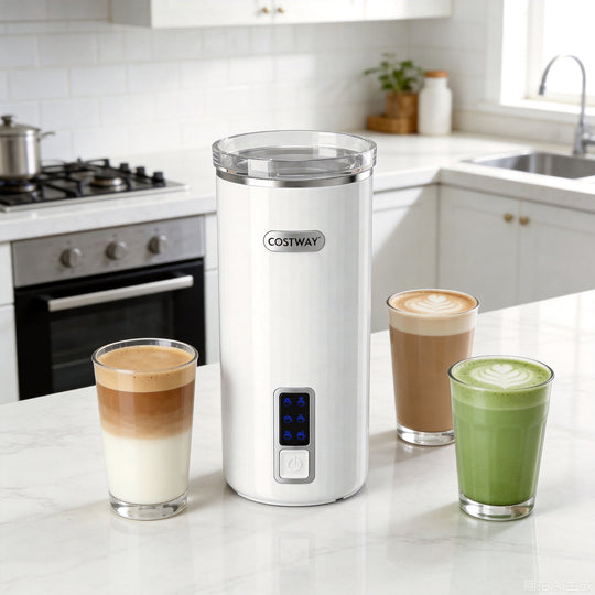 Electric Milk Frother and Steamer 6-in-1 Stainless Steel