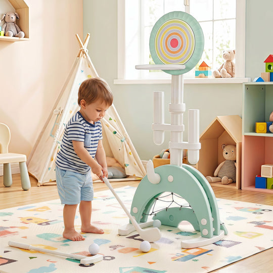 6-in-1 Toddler Basketball Hoop with 8 Adjustable Height for Indoor Outdoor 3+ Years