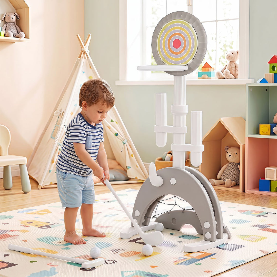 6-in-1 Toddler Basketball Hoop with 8 Adjustable Height for Indoor Outdoor 3+ Years