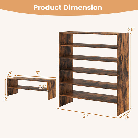 6-tier Shoe Rack with Anti-tipping Device for Entryway